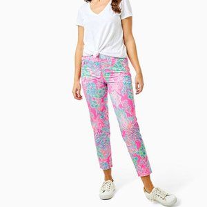 NWT Lilly Pulitzer Luxletic 28" Run Around Pant - Pink Seaing Things - Sz Small